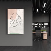 Abstract Shapes and Leaves V2 | Glass Wall Art - ArtDesigna Glass Printing Wall Art