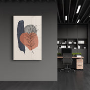 Abstract Shapes and Leaves V4 | Glass Wall Art - ArtDesigna Glass Printing Wall Art