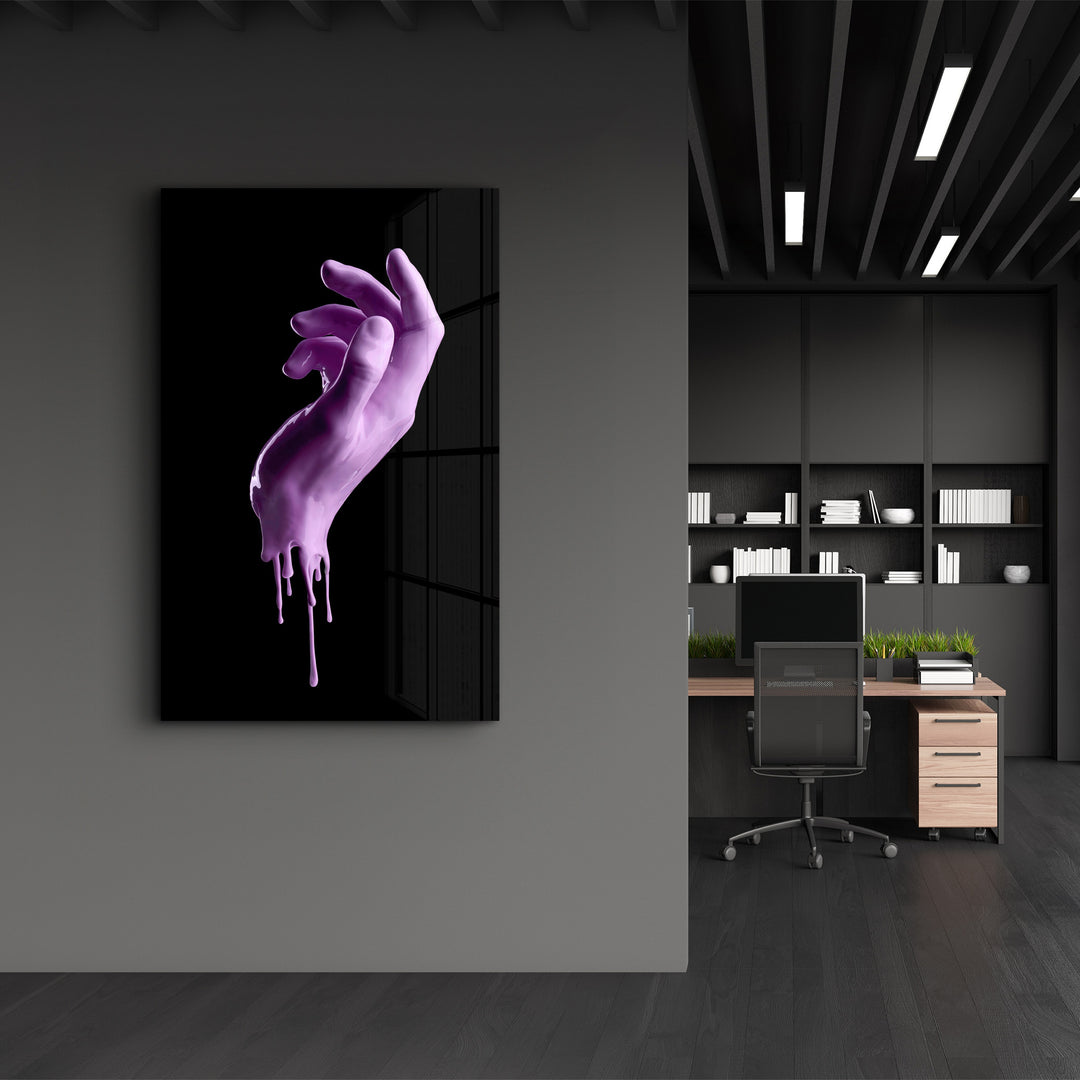 ・"Pink Hand"・Glass Wall Art - ArtDesigna Glass Printing Wall Art