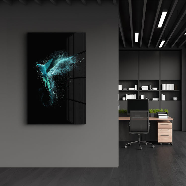 ・"Turquoise Parrot"・Glass Wall Art - ArtDesigna Glass Printing Wall Art