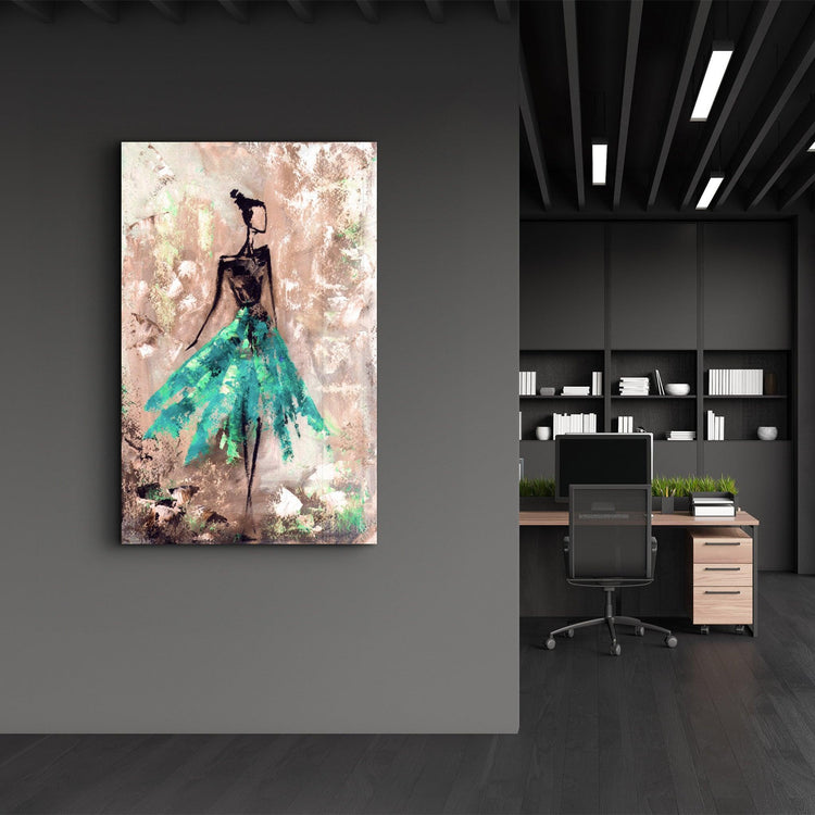 ・"Ballerina (Green)"・Glass Wall Art - ArtDesigna Glass Printing Wall Art