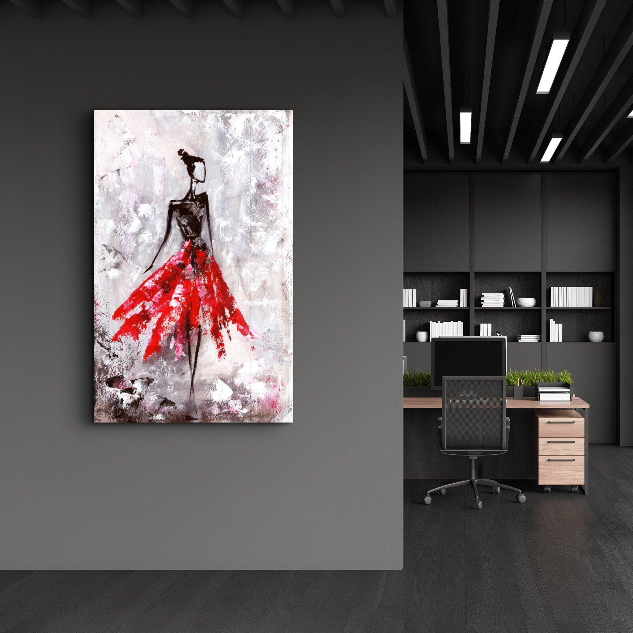 Ballerina (Red) | Glass Wall Art - ArtDesigna Glass Printing Wall Art