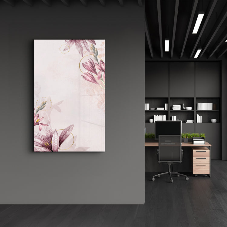 ・"Pink Flower Pattern"・Glass Wall Art - ArtDesigna Glass Printing Wall Art
