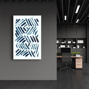 Blue Brush Marks | Glass Wall Art - ArtDesigna Glass Printing Wall Art