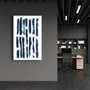 Blue Brush Marks V2 | Glass Wall Art - ArtDesigna Glass Printing Wall Art