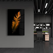 Orange Feather | Glass Wall Art - Artdesigna