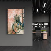 Bicycle with Basket | Glass Wall Art - ArtDesigna Glass Printing Wall Art