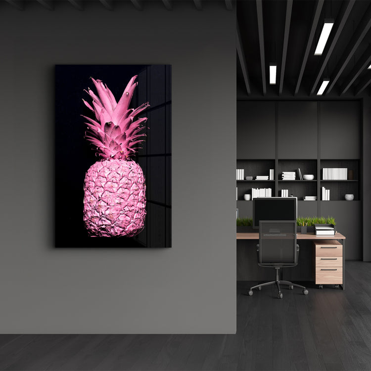 ・"Pink Pineapple V2"・Glass Wall Art - ArtDesigna Glass Printing Wall Art