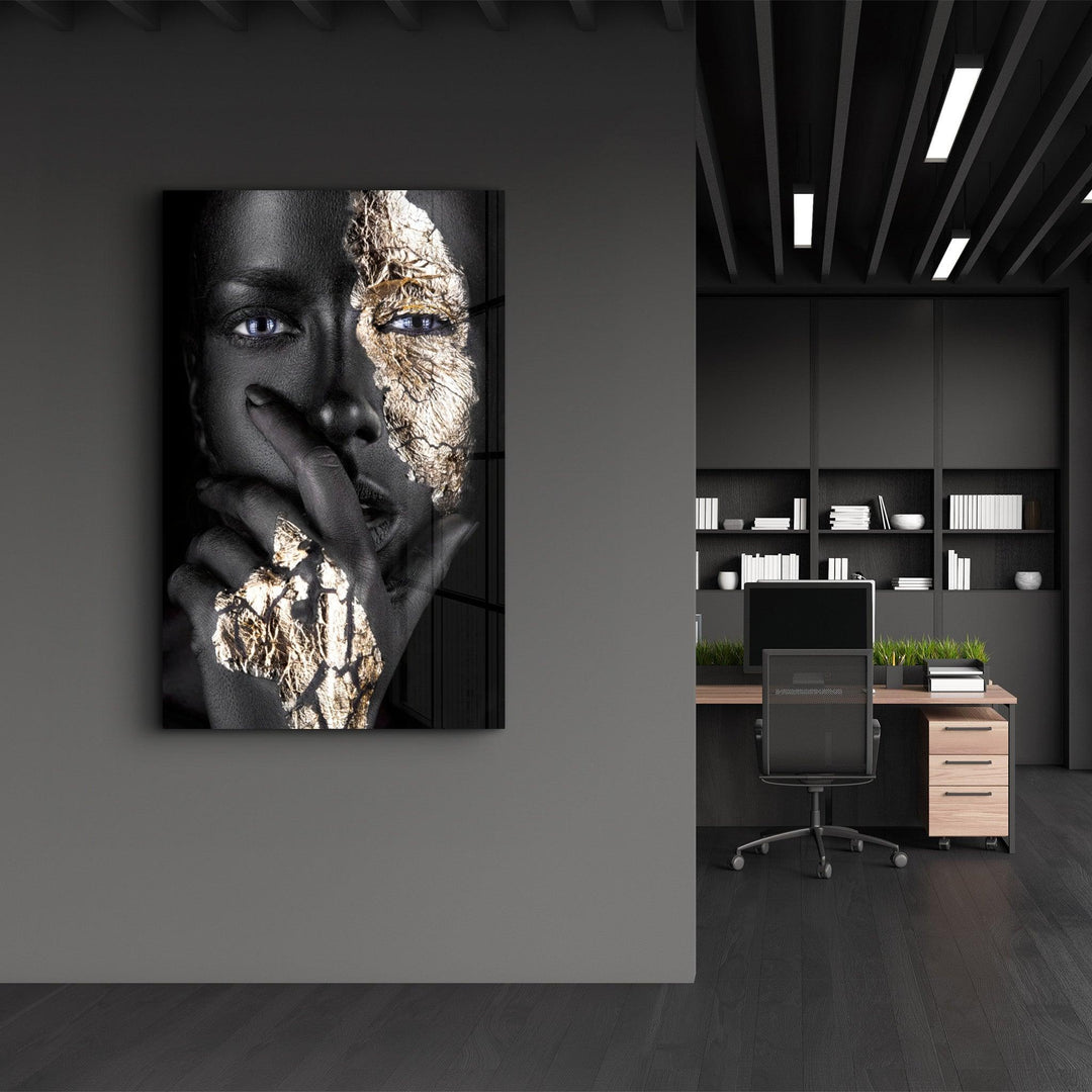 ・"Covering Face Woman Portrait"・Glass Wall Art - ArtDesigna Glass Printing Wall Art