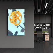 Abstract Yellow and Emerald V2 | Designer's Collection Glass Wall Art - ArtDesigna Glass Printing Wall Art