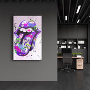 Tongue - Purple | Designer's Collection Glass Wall Art - ArtDesigna Glass Printing Wall Art