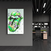 Tongue - Green | Designer's Collection Glass Wall Art - ArtDesigna Glass Printing Wall Art