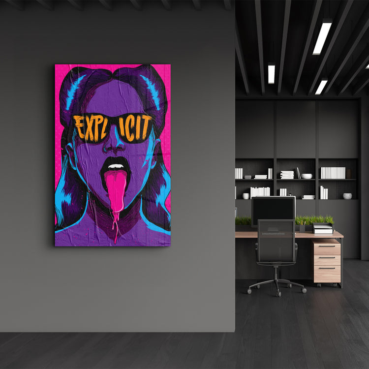・"Explicit - Purple"・Designer's Collection Glass Wall Art - ArtDesigna Glass Printing Wall Art