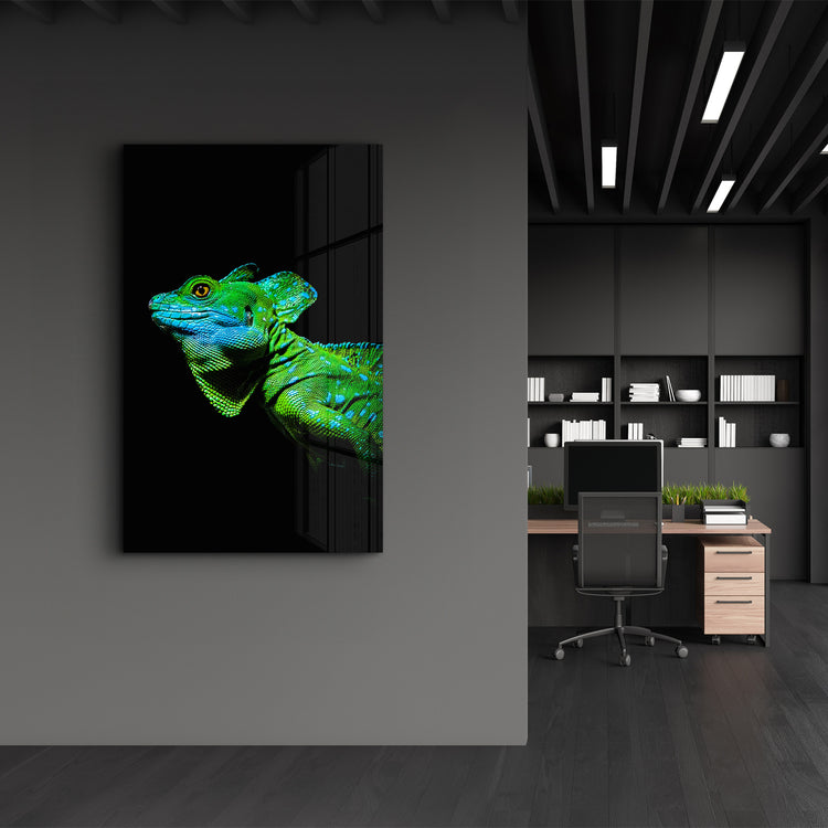 ・"Iguana Green"・Designer's Collection Glass Wall Art - ArtDesigna Glass Printing Wall Art