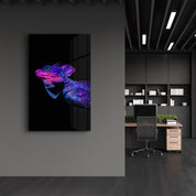 Iguana Blue Purple | Designer's Collection Glass Wall Art - ArtDesigna Glass Printing Wall Art