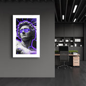 Statue Pop Art Purple | Designer's Collection Glass Wall Art - ArtDesigna Glass Printing Wall Art