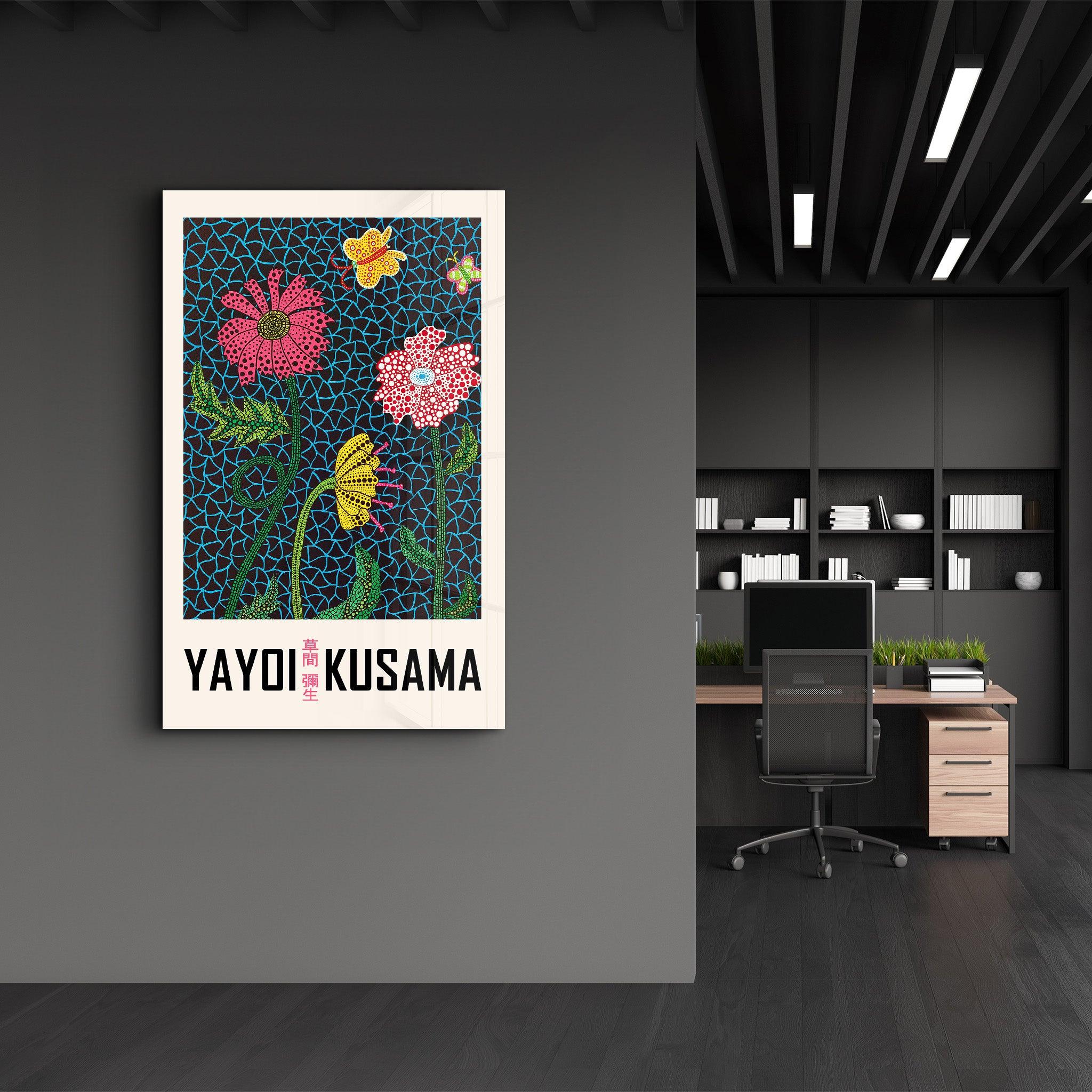 Yayoi Kusama | Gallery Print Collection Glass Wall Art - ArtDesigna Glass Printing Wall Art