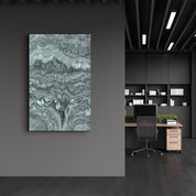 Abstract Gray Green Ink Drops | Designer's Collection Glass Wall Art - ArtDesigna Glass Printing Wall Art
