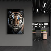 Blue Eyes - Tiger | Designers Collection Glass Wall Art - ArtDesigna Glass Printing Wall Art