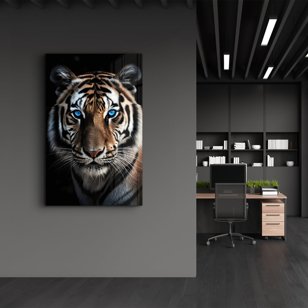 ・"Blue Eyes - Tiger"・Designers Collection Glass Wall Art - ArtDesigna Glass Printing Wall Art