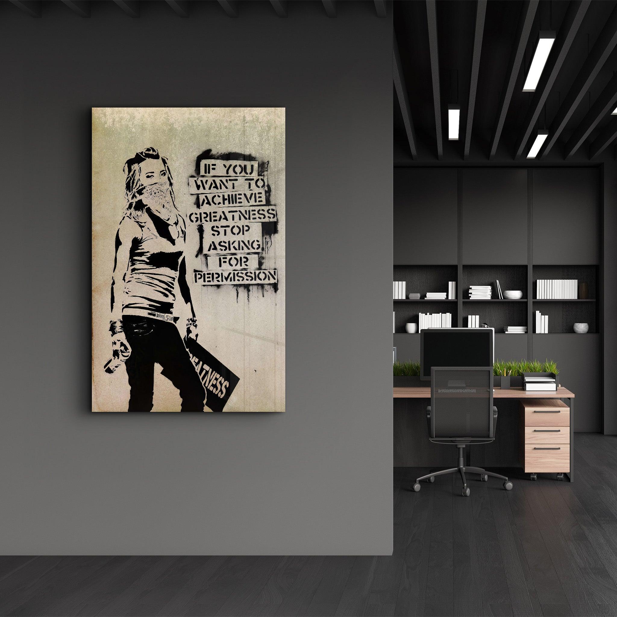 Banksy - Greatness | Glass Wall Art - Artdesigna