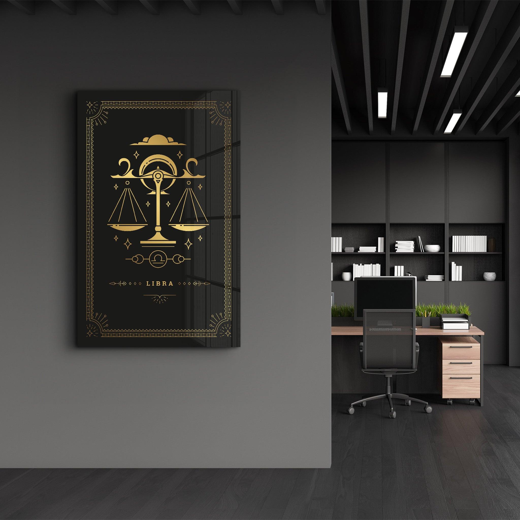 LIBRA | Black Zodiac Collection Glass Wall Art - ArtDesigna Glass Printing Wall Art