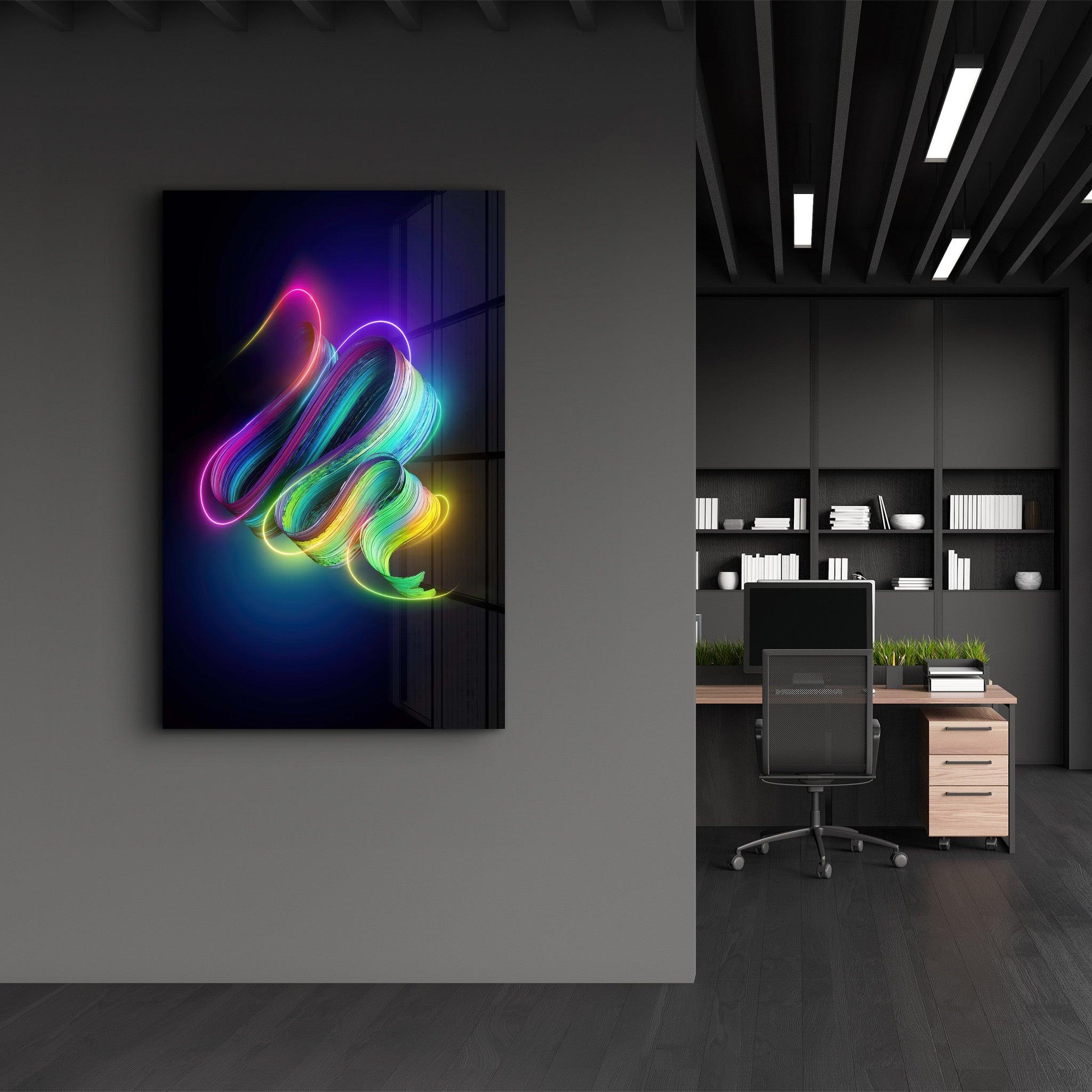 Neon Brush Strokes | Glass Wall Art - ArtDesigna Glass Printing Wall Art