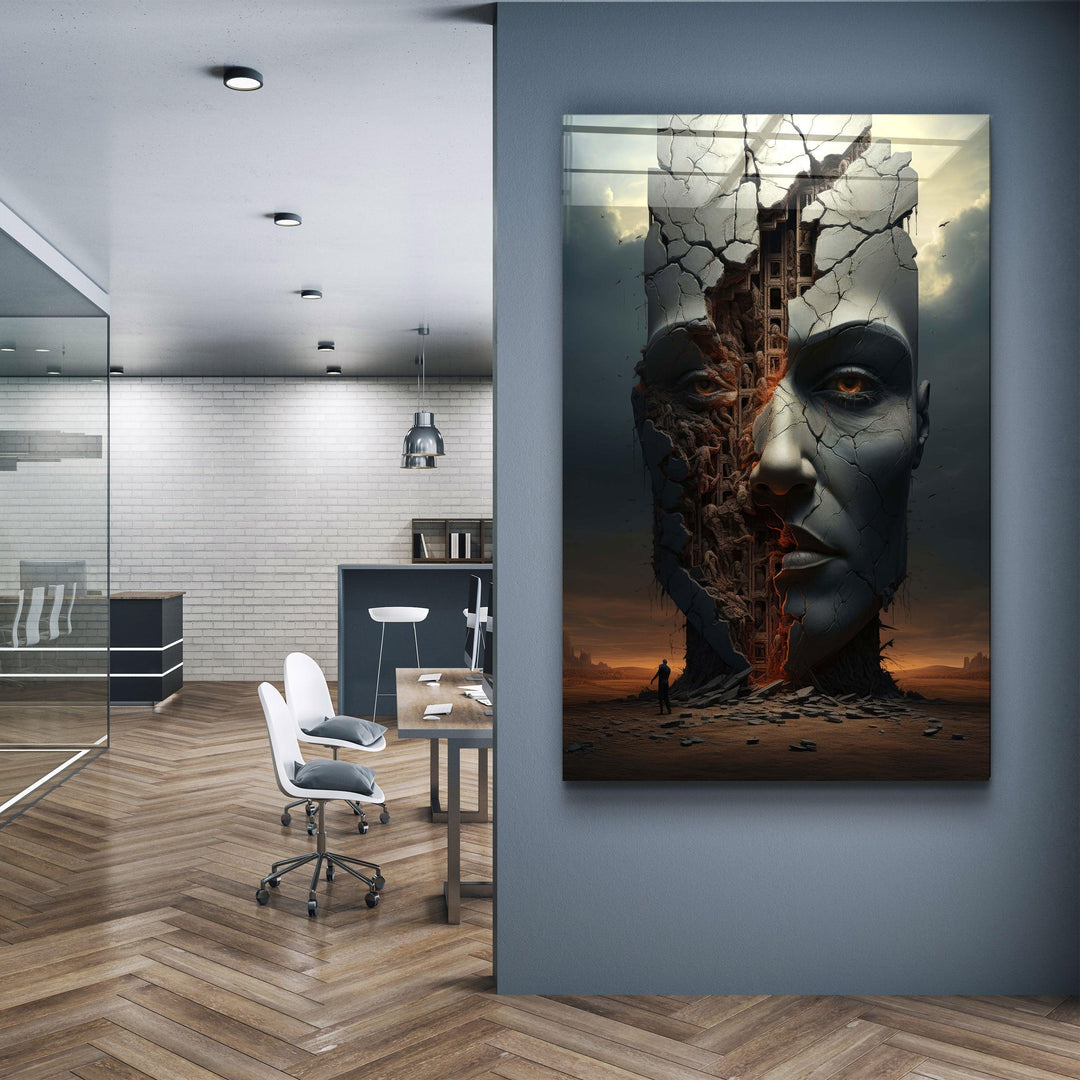 Building Man Abstract | Designers Collection Glass Wall Art - ArtDesigna Glass Printing Wall Art