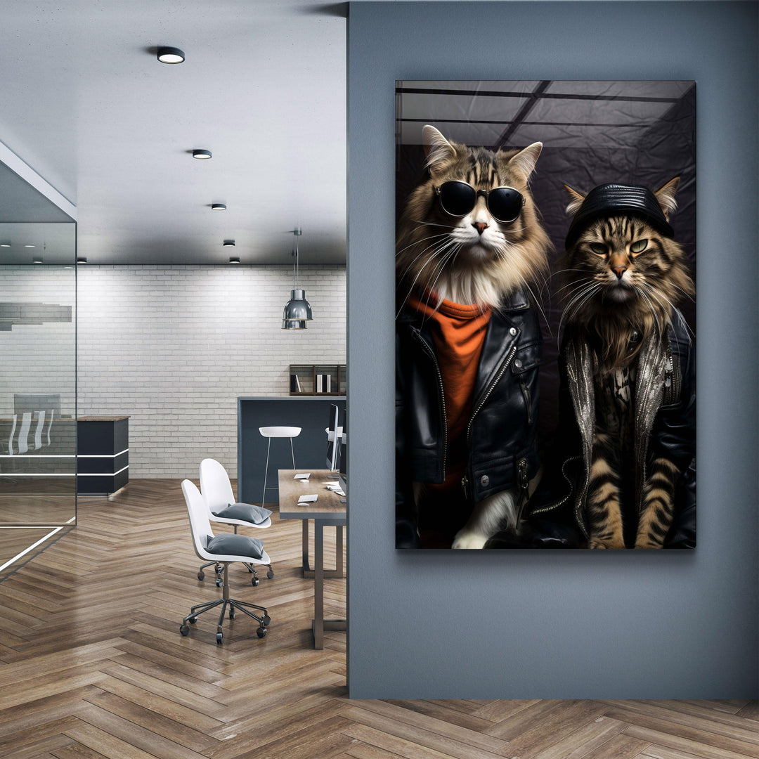 Cool Cat Brothers・Designers Collection Glass Wall Art - ArtDesigna Glass Printing Wall Art