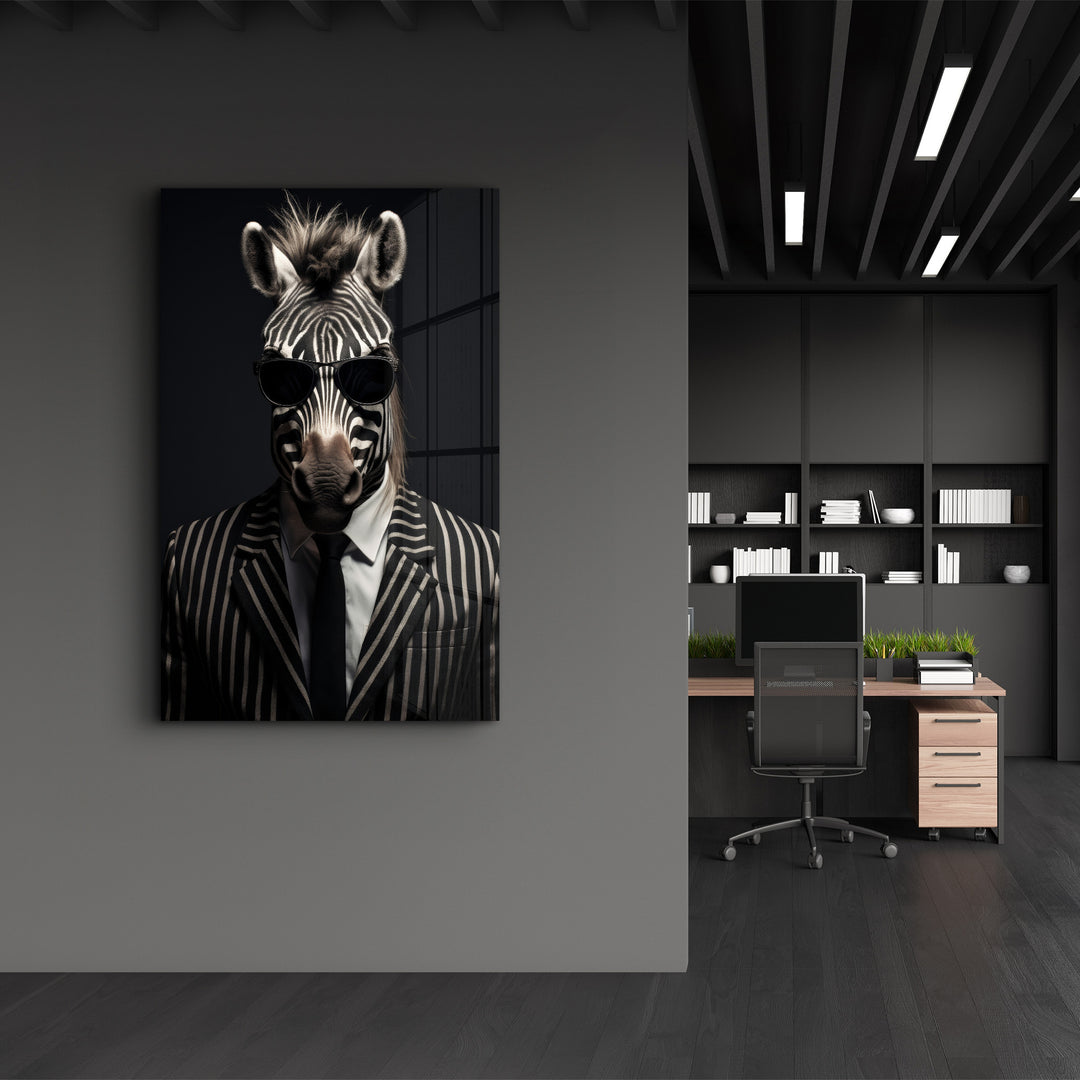 Zebra in Suit・Designers Collection Glass Wall Art