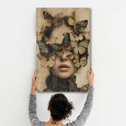 Butterflies on my Head - Glass Wall Art - Artdesigna