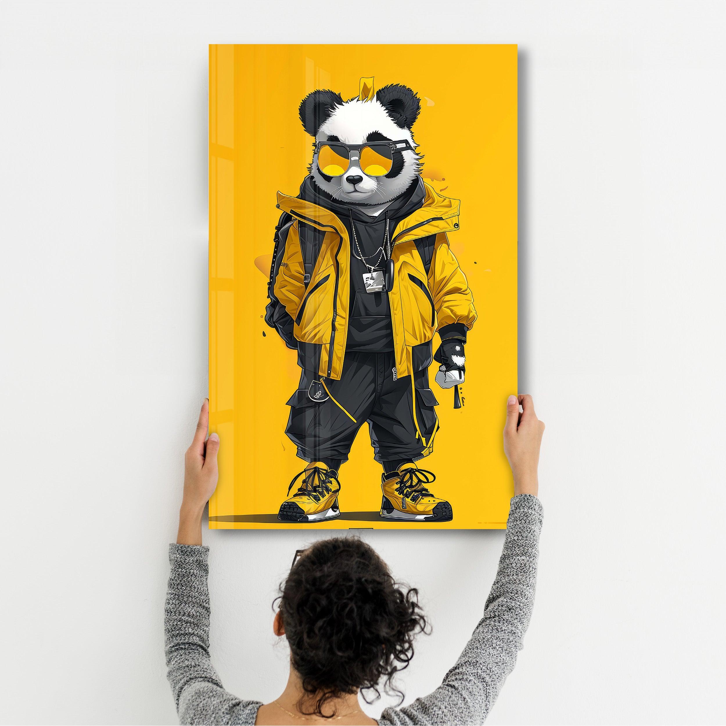 Stylish Panda - Glass Wall Art - ArtDesigna Glass Printing Wall Art