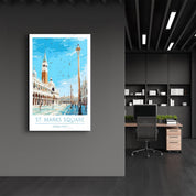 St. Marks Sqaure-Venice Italy-Travel Posters | Glass Wall Art - ArtDesigna Glass Printing Wall Art