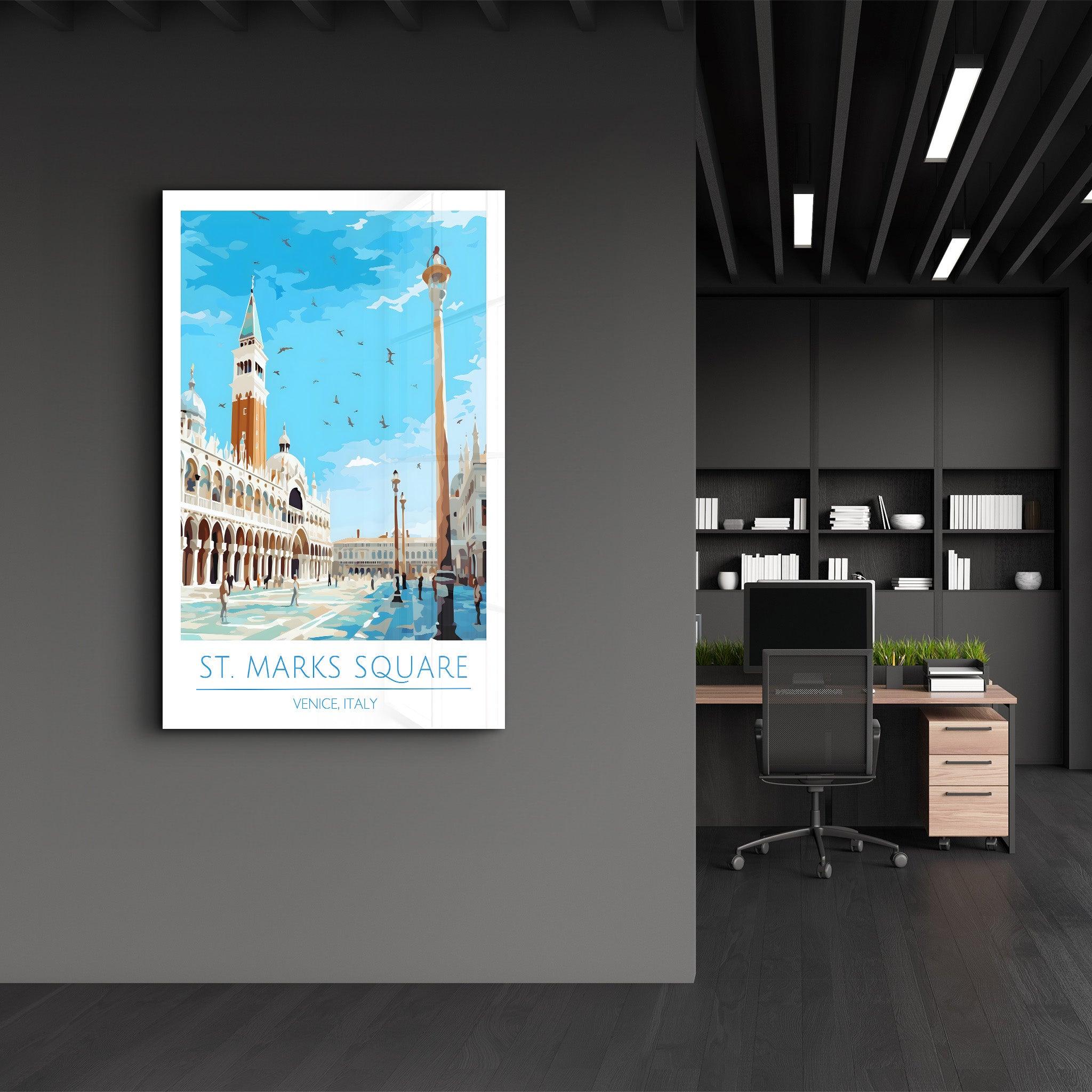 St. Marks Sqaure-Venice Italy-Travel Posters | Glass Wall Art - ArtDesigna Glass Printing Wall Art