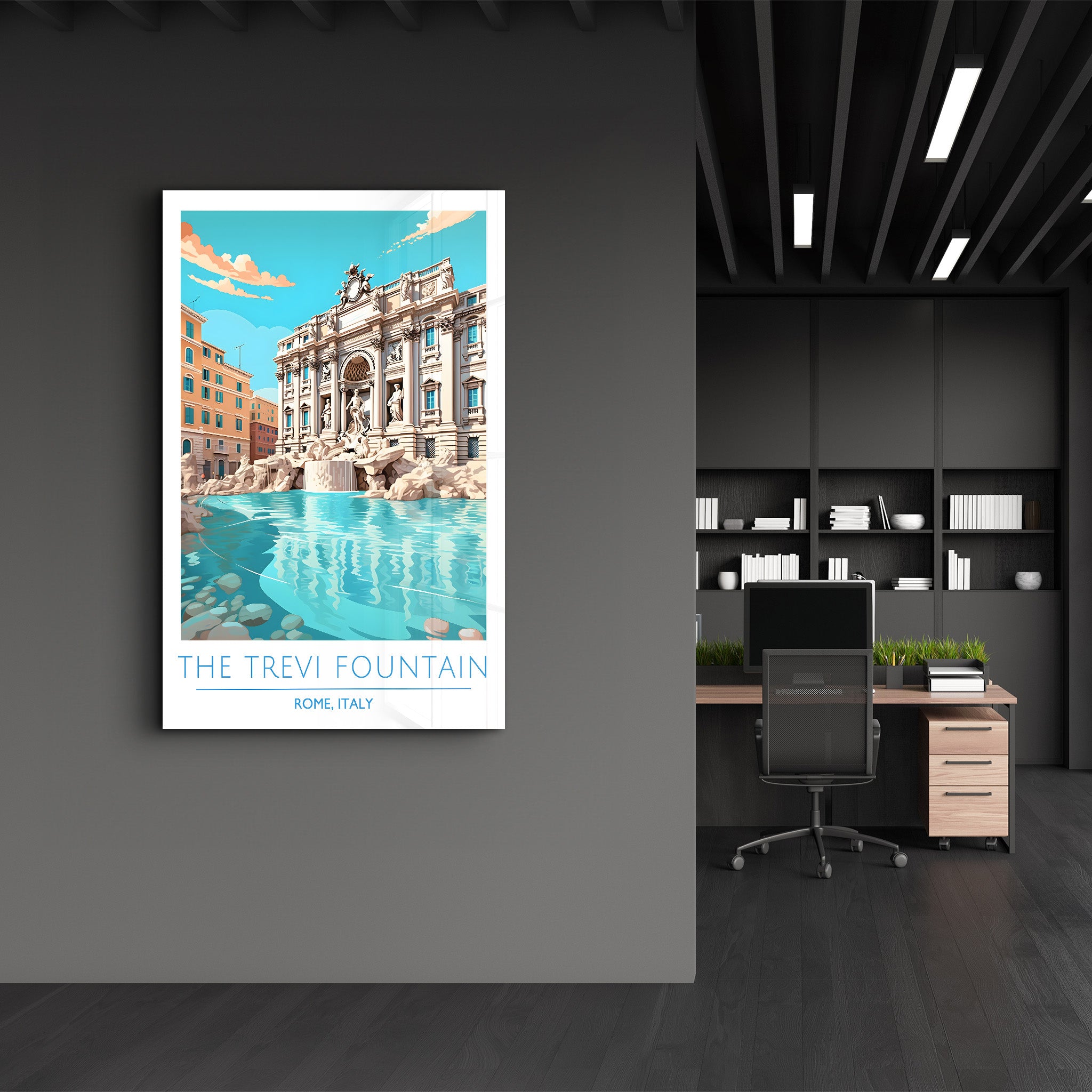 The Trevi Fountain-Rome Italy-Travel Posters | Glass Wall Art