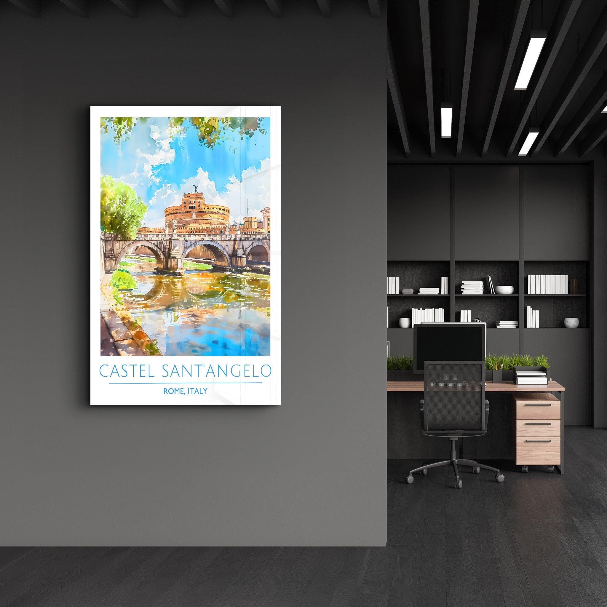 Castel Sant'Angelo-Rome Italy-Travel Posters | Glass Wall Art - ArtDesigna Glass Printing Wall Art