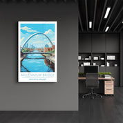 Millennium Bridge-Newcastle England-Travel Posters | Glass Wall Art - ArtDesigna Glass Printing Wall Art