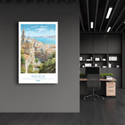 Malaga Spain-Travel Posters | Glass Wall Art - ArtDesigna Glass Printing Wall Art