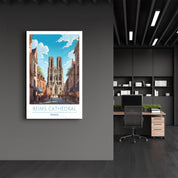 Reims Cathedral France-Travel Posters | Glass Wall Art - ArtDesigna Glass Printing Wall Art