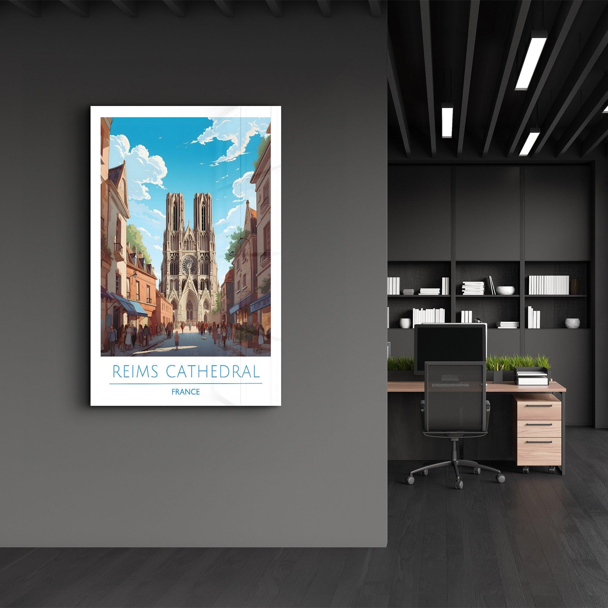 Reims Cathedral France-Travel Posters | Glass Wall Art - ArtDesigna Glass Printing Wall Art