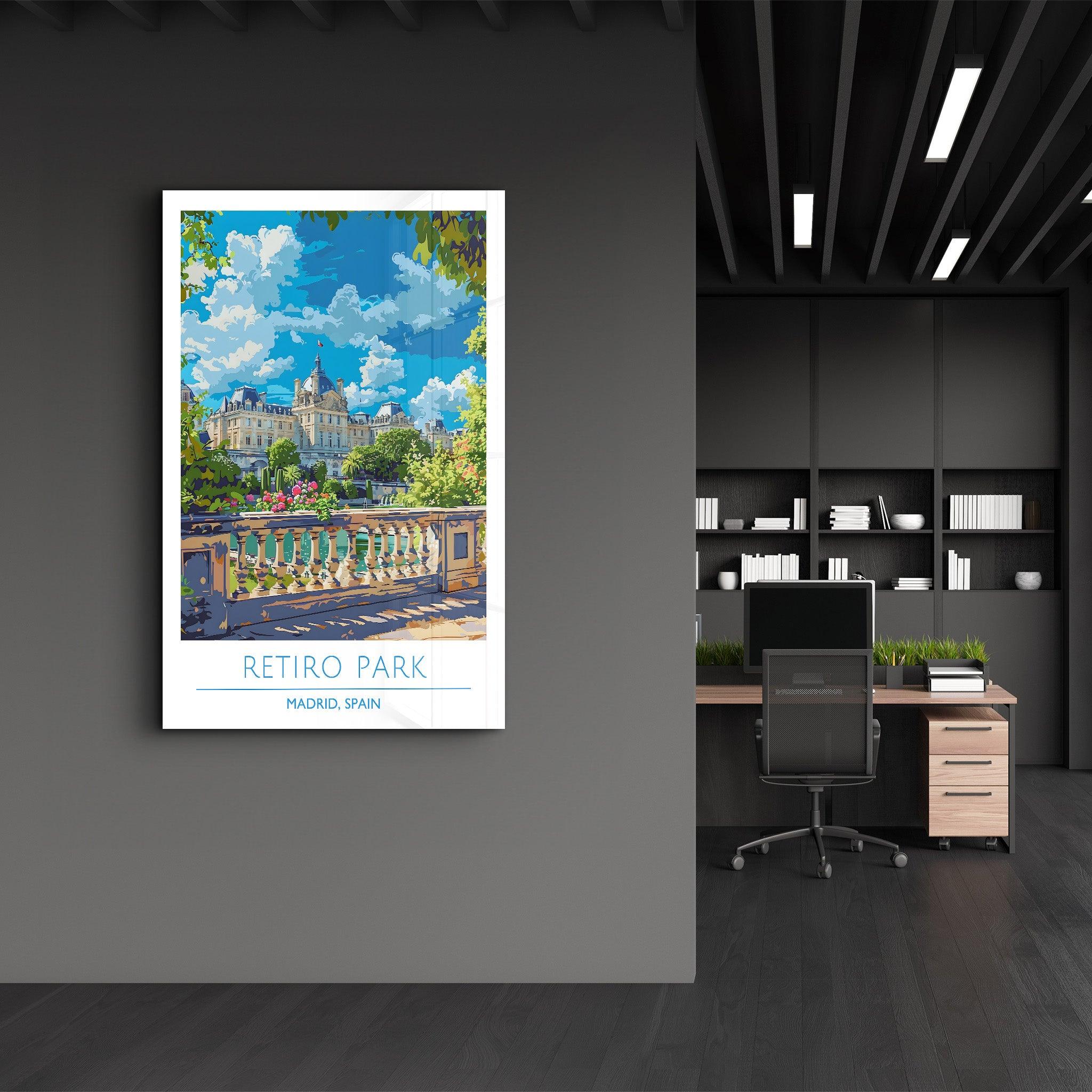 Retiro Park-Madrid Spain-Travel Posters | Glass Wall Art - ArtDesigna Glass Printing Wall Art