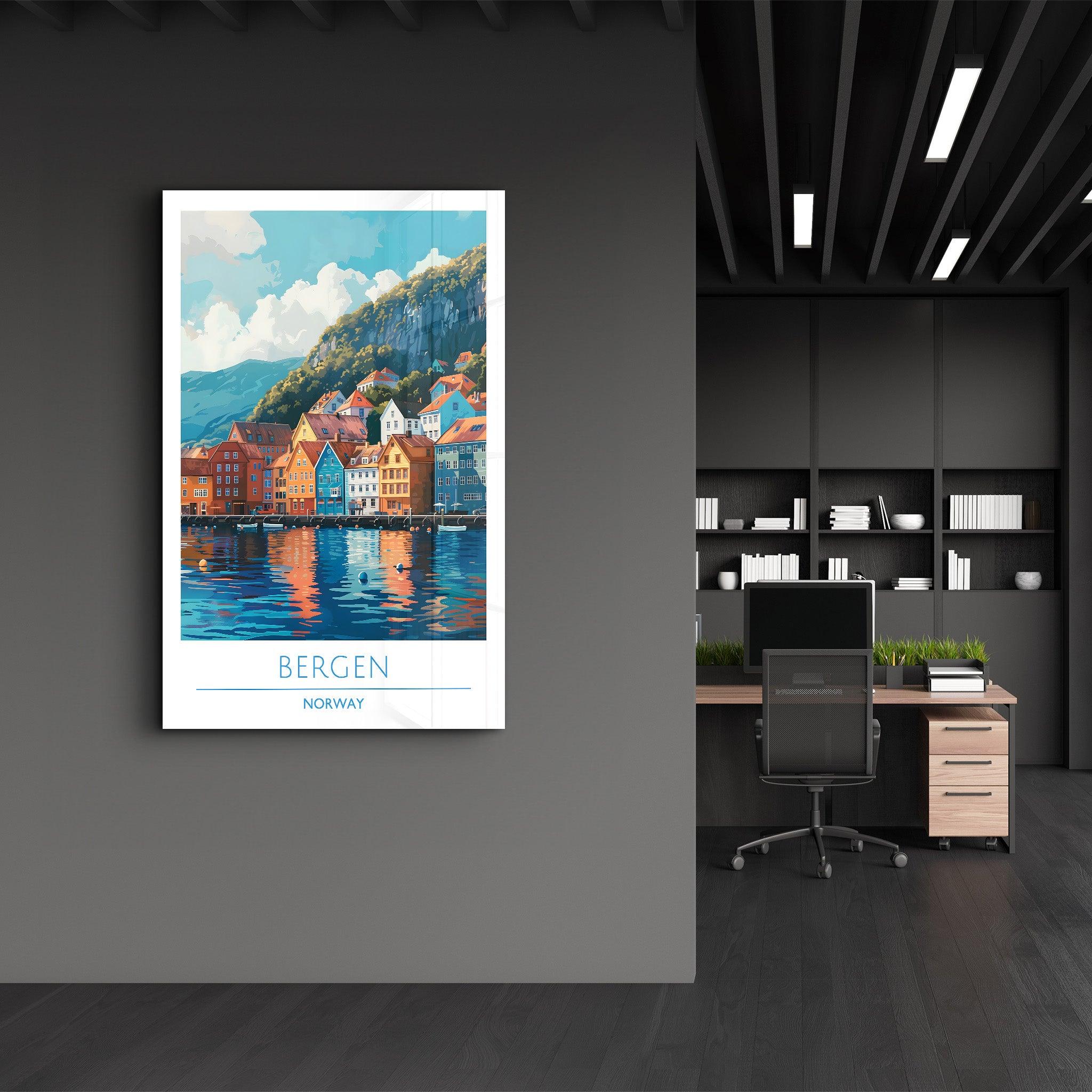 Bergen Norway-Travel Posters | Glass Wall Art - ArtDesigna Glass Printing Wall Art