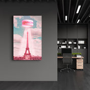 Pink Macarons and Eiffel Tower - Glass Wall Art