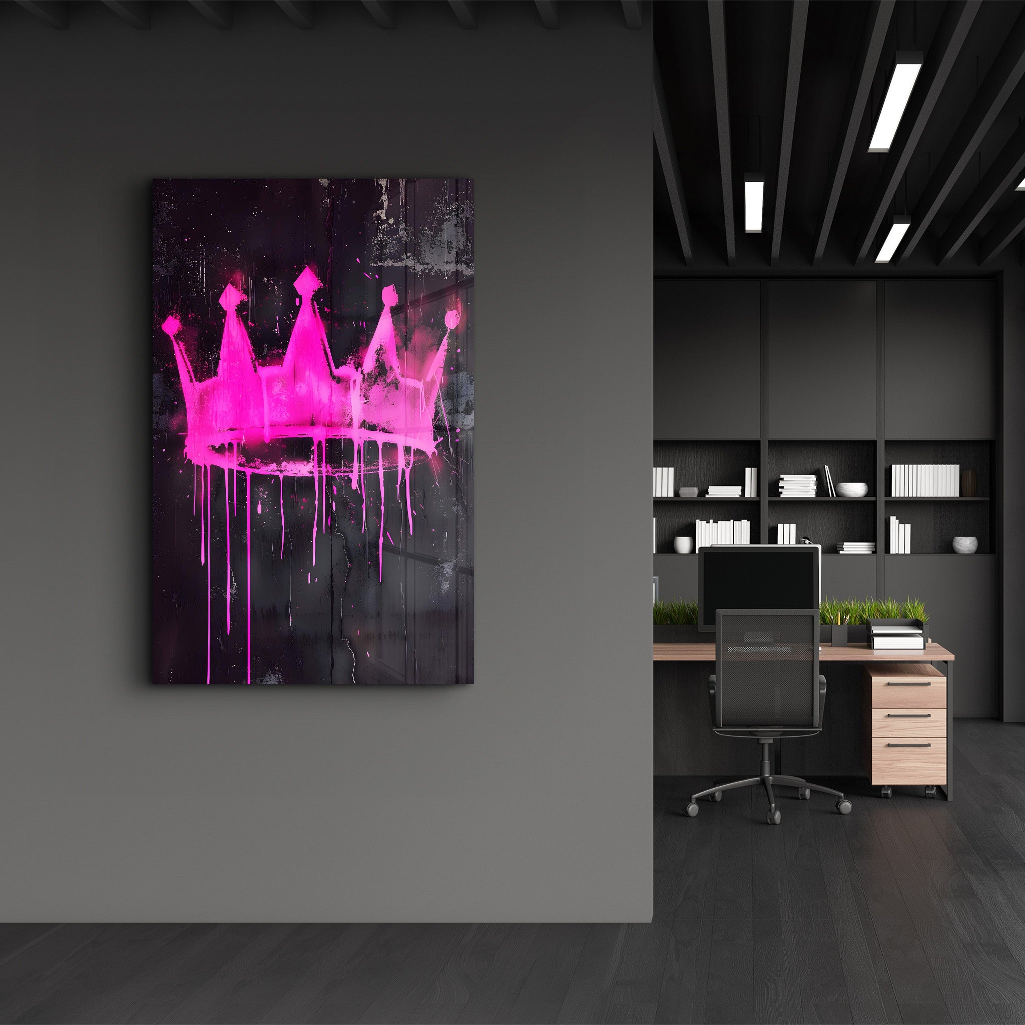 Pink Crown - Glass Wall Art