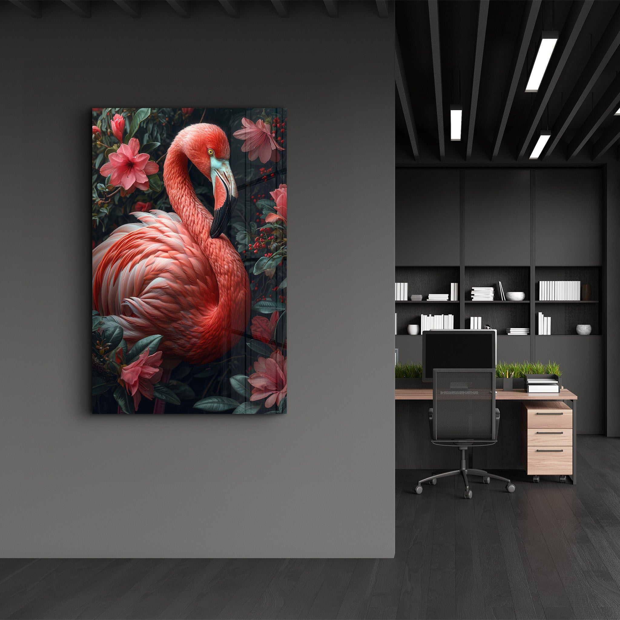 Beautiful Flamingo - Glass Wall Art