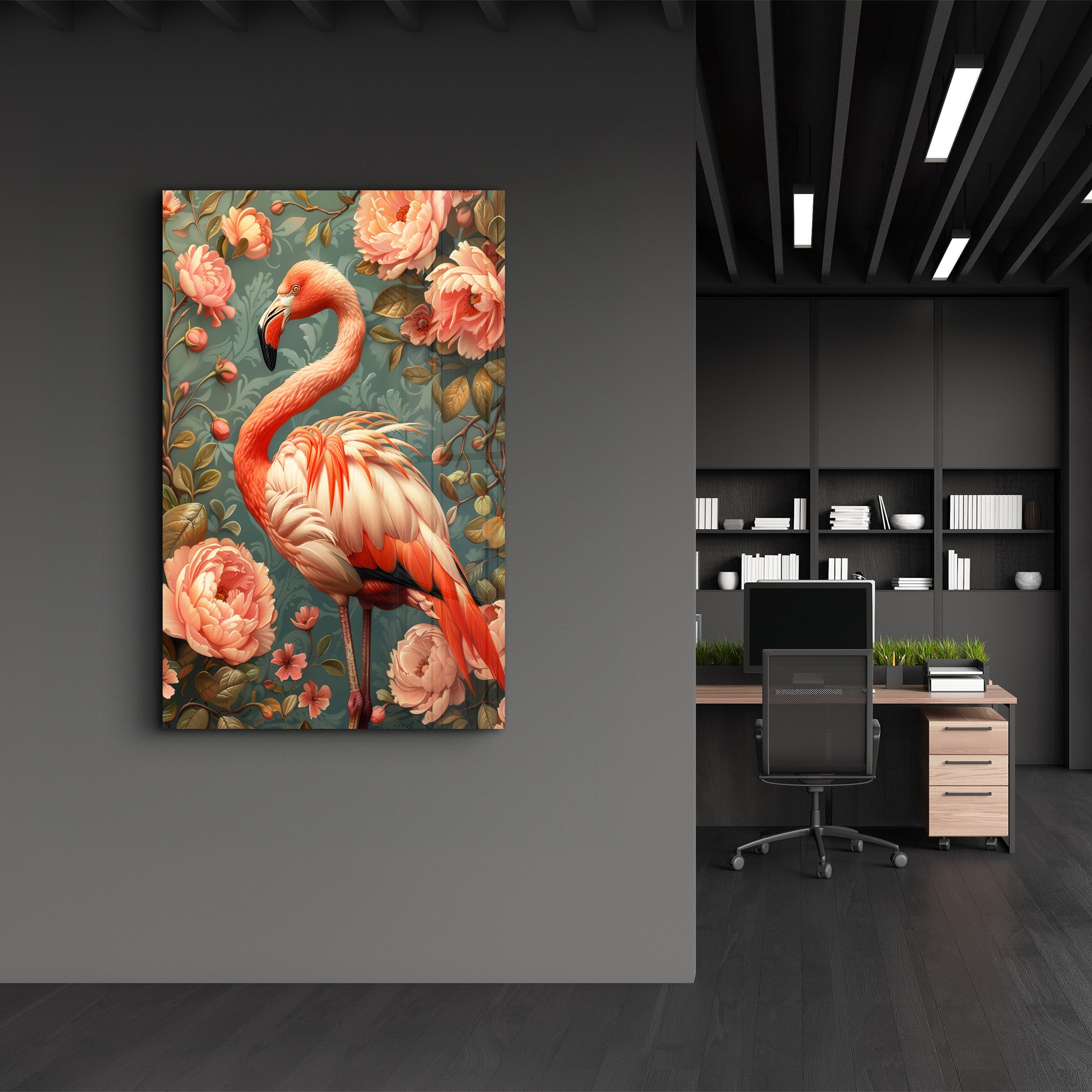 Beautiful Flamingo Pastel Tones - Glass Wall Art - Artdesigna