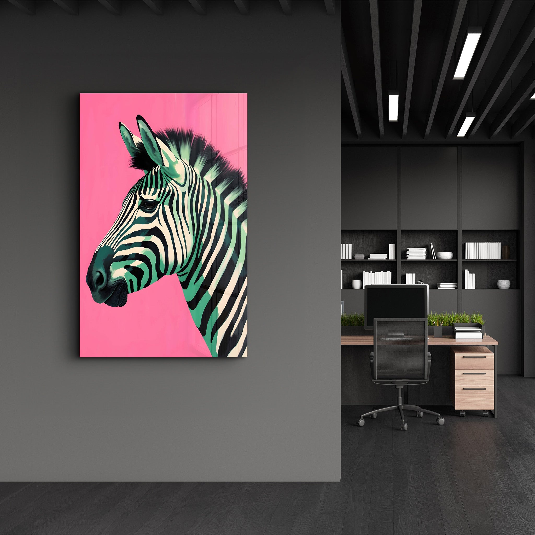 Zebra Pink - Glass Wall Art