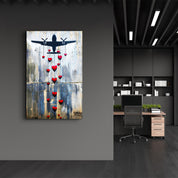 Love Bombing Banksy Style - Glass Wall Art