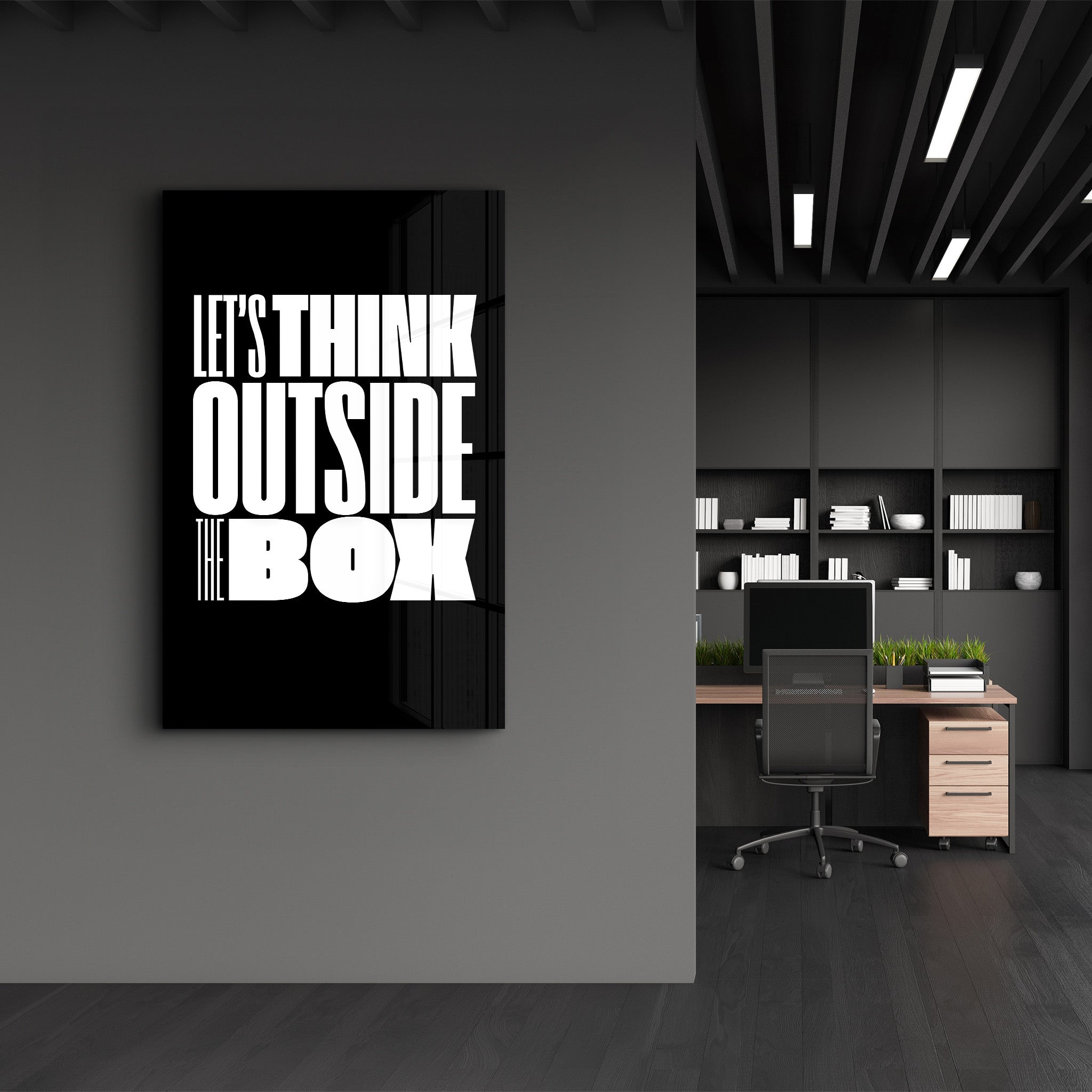 Think Outside the Box | Motivational Glass Wall Art - Artdesigna