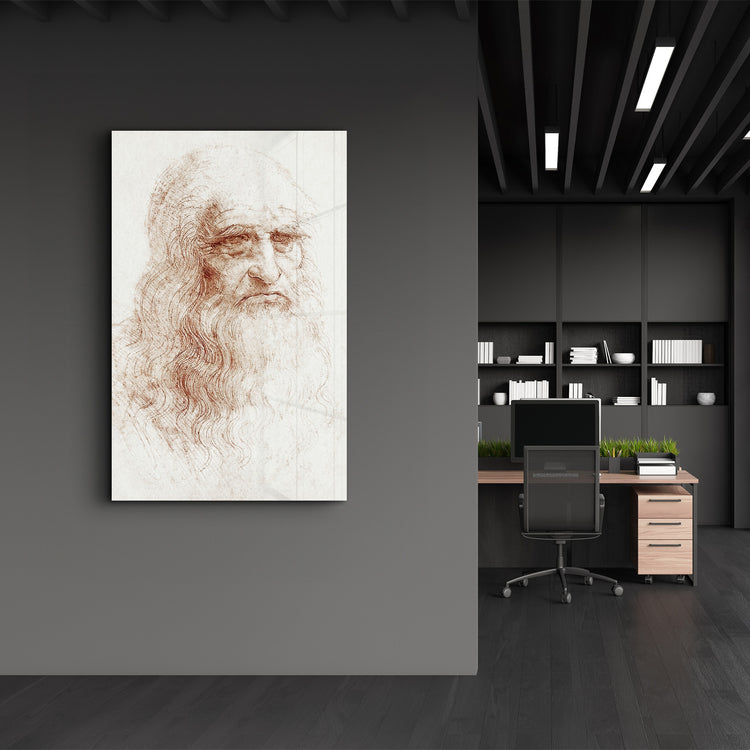 ・"Leonardo da Vinci's Self-portrait (1512)"・Glass Wall Art - ArtDesigna Glass Printing Wall Art